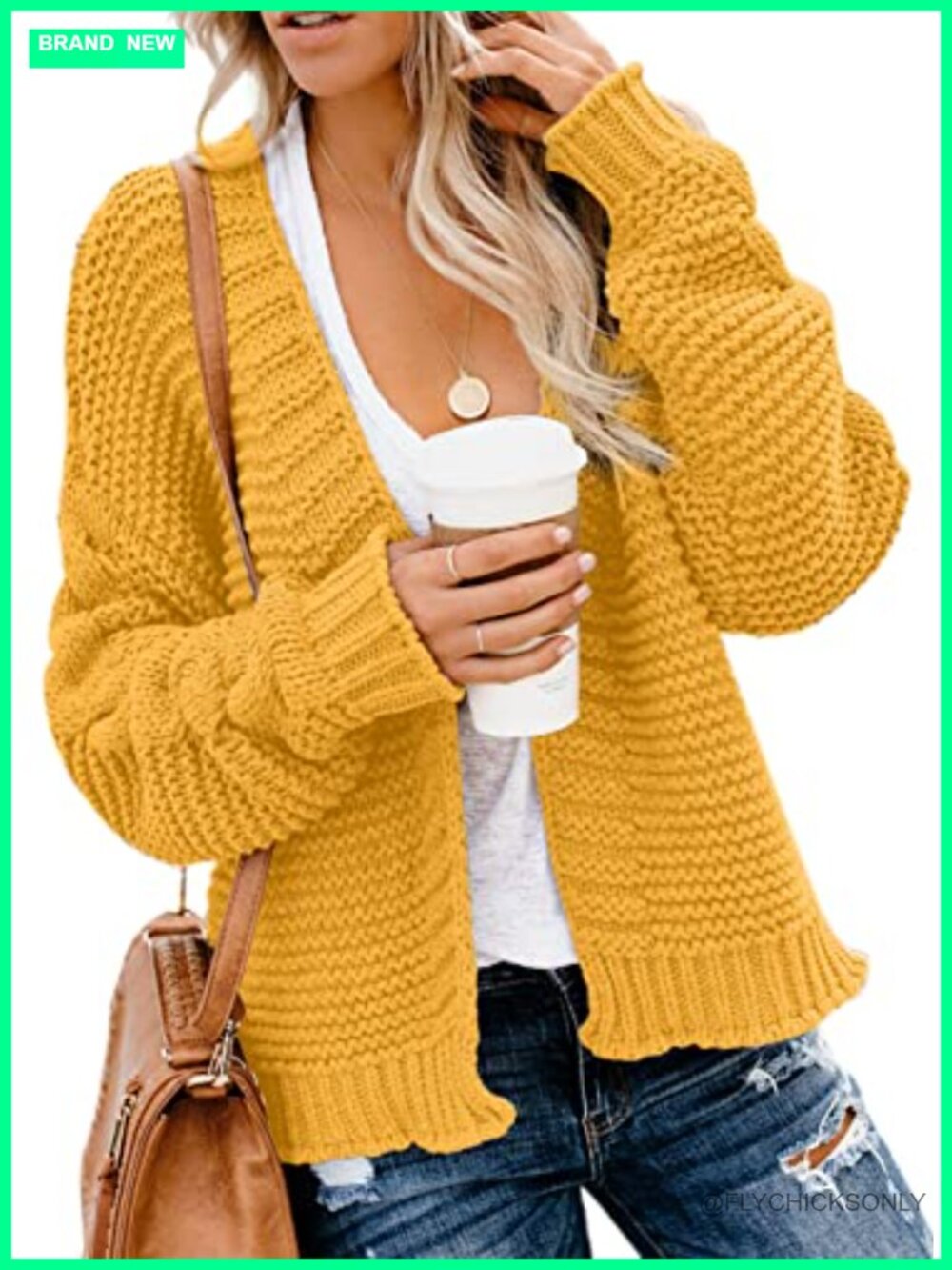 Womens Chunky Knit Open Front Cardigan Long Sleeve Loose Sweater Coat